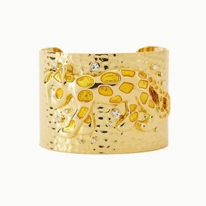 NWT 🌸LILLY PULITZER🌸 Gold Cuff Bracelet … Gilded *LEOPARD* w/Rhinestone Studs!
